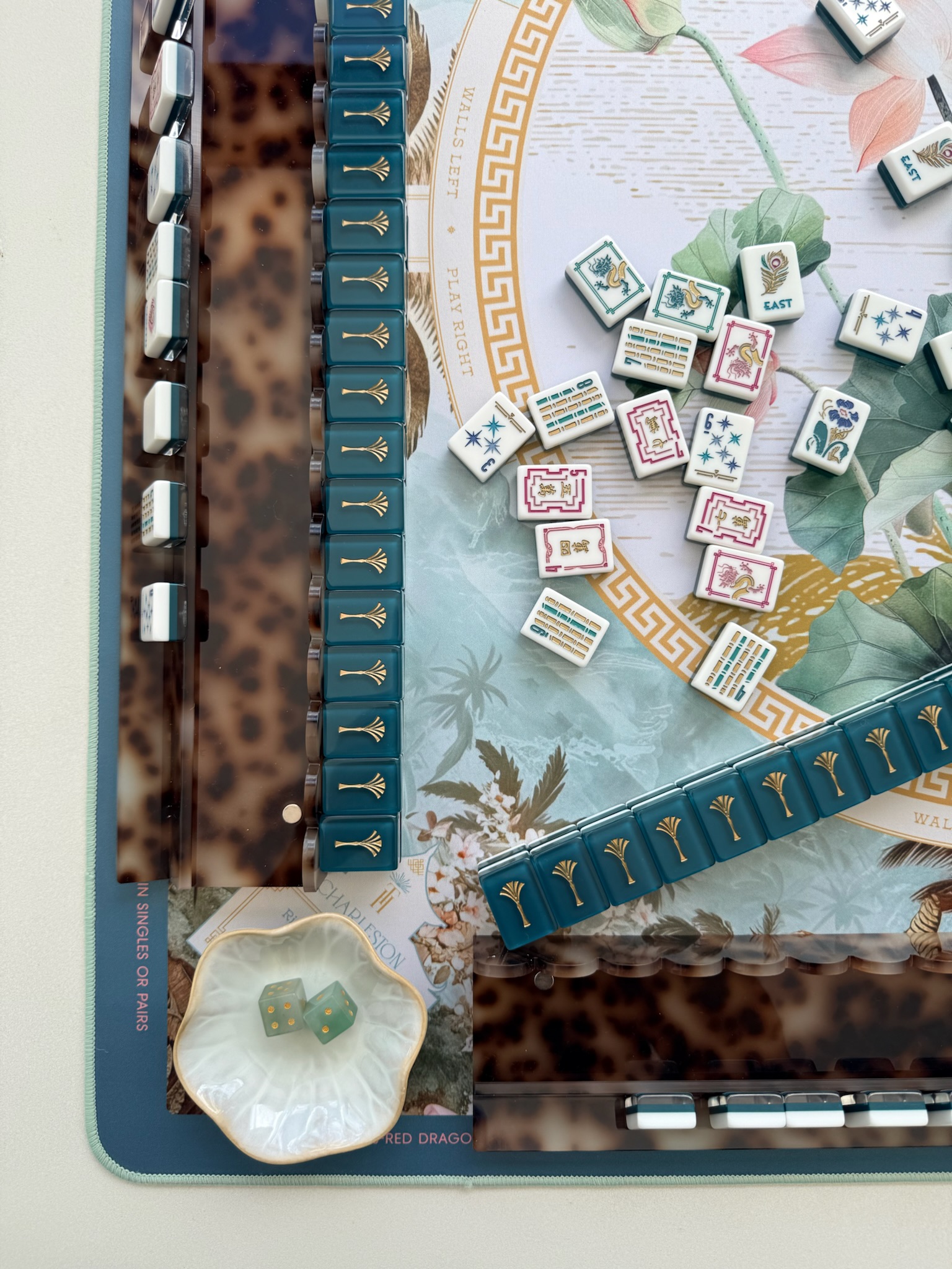 (SOLD) Bam Bird Deco Tiles in Lagoon